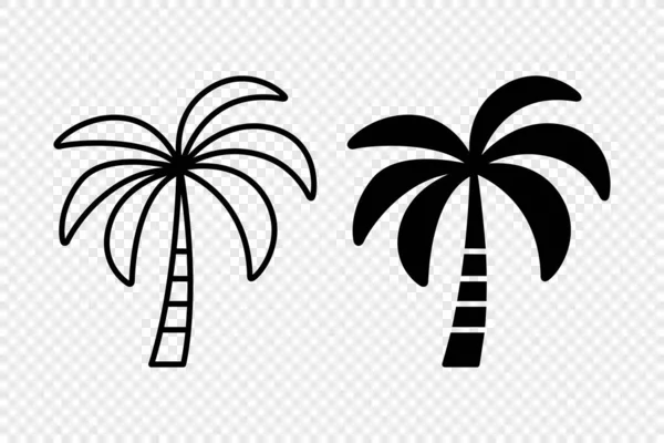 病媒棕榈树 棕榈树图标集隔离 棕榈轮廓 设计热带 夏季概念模板 病媒说明 — 图库矢量图片