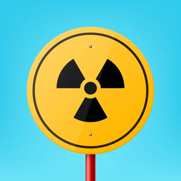 Mavi Arkaplanda Radyasyon Şareti Simge Nükleer Uyarı Simgesi Simgesi Kapalı — Stok Vektör