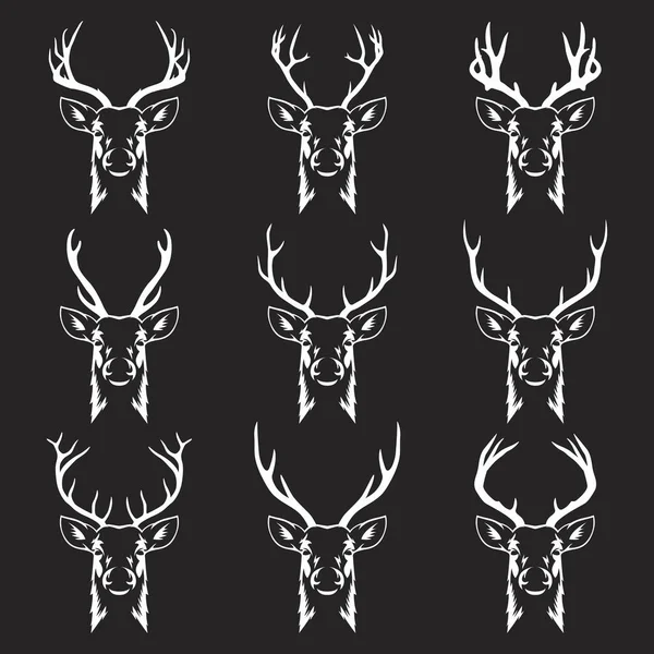 폭격기 라이노 실루엣 드래프트 앤틀러 Animal Antler Collection 디자인 Deer — 스톡 벡터