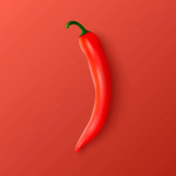 Vektor Realistik Red Whole Fresh Dan Hot Chili Pepper Closeup - Stok Vektor