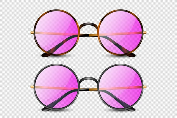 Vector Realistic Frame Glasses Pink Glass 사이트 레퍼드 무늬가 선글라스 — 스톡 벡터