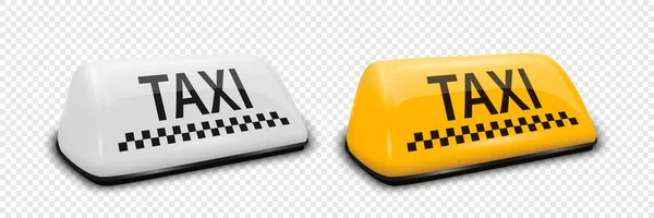 Διάνυσμα Ρεαλιστικό Λευκό Και Κίτρινο Γαλλικό Ταξί Sign Icon Set — Διανυσματικό Αρχείο