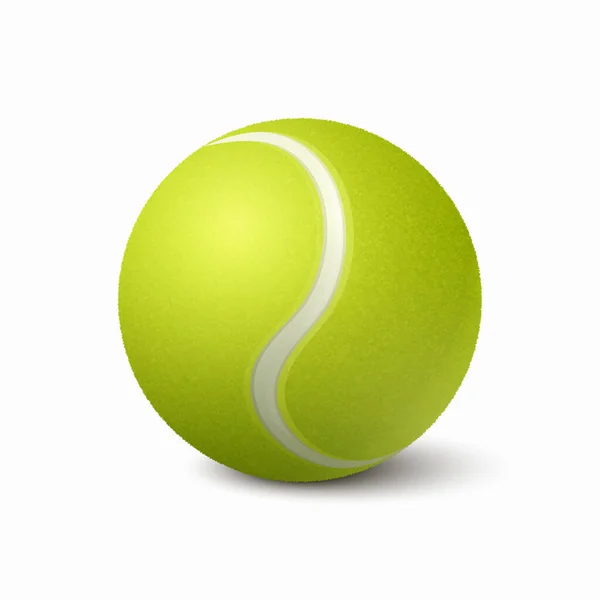 Vector Realistische Groene Textuur Tennisbal Icoon Close Geïsoleerd Witte Achtergrond — Stockvector