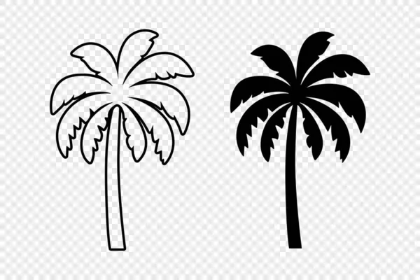 病媒棕榈树 棕榈树图标集隔离 棕榈轮廓 设计热带 夏季概念模板 病媒说明 — 图库矢量图片