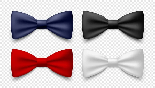 Vector Realistic Blue Black Red White Bow Tie Icon Set — Stock Vector