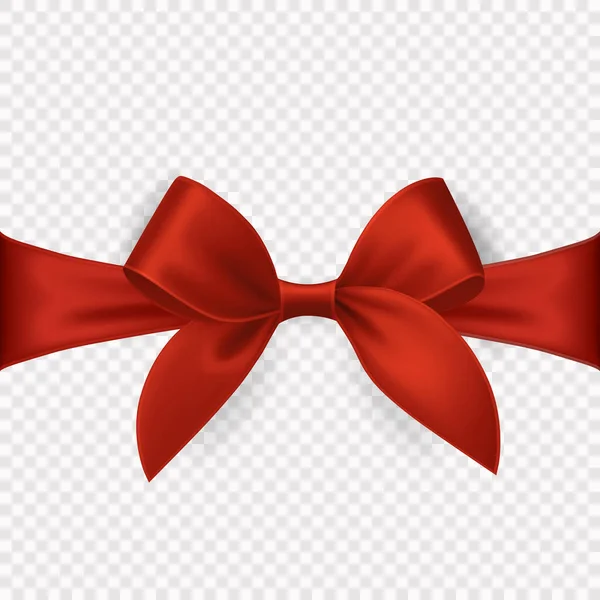 ベクトル3Dリアルなレッドギフトリボン グリーティングカード用の弓 透明背景に隔離されたギフト 弓デザインテンプレート 誕生日のための概念 クリスマスプレゼント ギフト 招待状 ボックス — ストックベクタ