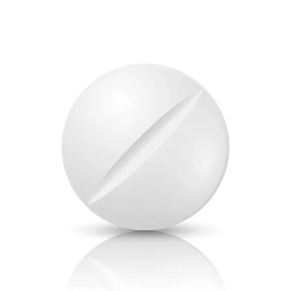 Vector Realistische Witte Ronde Farmaceutische Medische Pil Capsule Tablet Icon — Stockvector