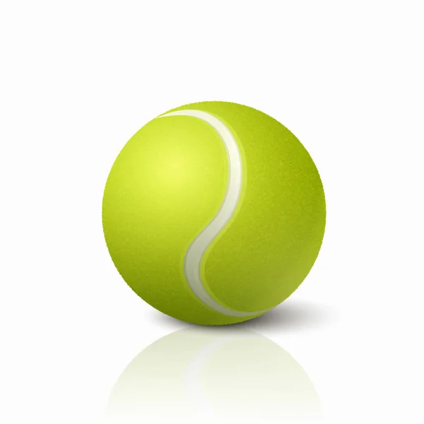 Icône Balle Tennis Texturée Verte Réaliste Vectorielle Avec Réflexion Isolée — Image vectorielle