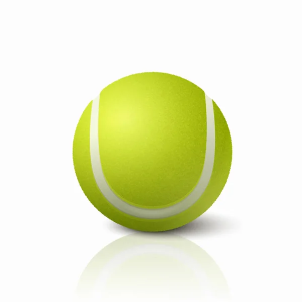 Vector Realistische Groene Textuur Tennisbal Icoon Met Reflectie Close Geïsoleerd — Stockvector