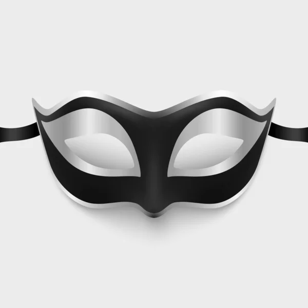 Vector Realistic Black Silver Carnival Face Mask Icon Closeup Isolated — Stock Vector
