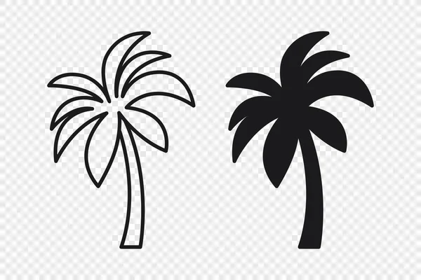 Vector Palm Trees Palm Tree Ikon Set Isolerad Palmsilhuetter Designmall — Stock vektor