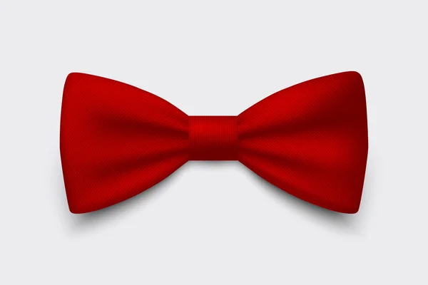 矢量3D现实条纹红弓领带图标闭锁分离的白色背景 丝绸光滑的鲍迪 领带绅士 设计模板 男人的领结男人的时尚 父亲节假期 — 图库矢量图片