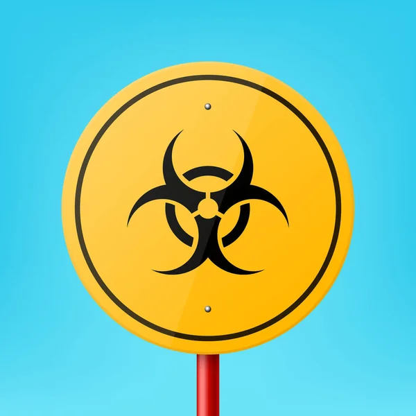 Vektor Yellow Road Sign Frame Dengan Biohazard Radiation Sign Icon - Stok Vektor