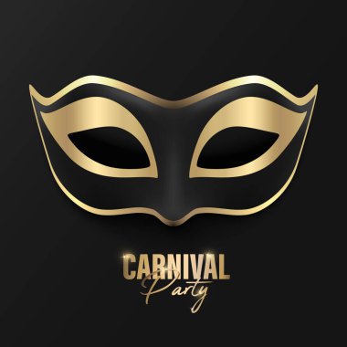 Vektör 3d Gerçekçi Siyah ve Altın Karnaval Yüz Maskesi Simgesi Kapanışı izole edildi. Parti maskesi, Maskeli Balo Kapanışı. Maskenin Tasarım Şablonu. Karnaval, Parti, Gizli, Kahraman, Yabancı Konsepti.