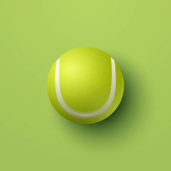 Icône Balle Tennis Texturée Verte Réaliste Vectorielle Isolée Sur Fond — Image vectorielle