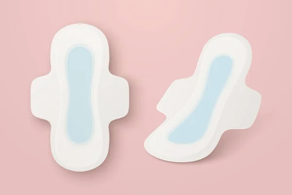 Vector Realista Produtos Higiene Menstrual Conjunto Ícones Almofada Sanitária Closeup — Vetor de Stock