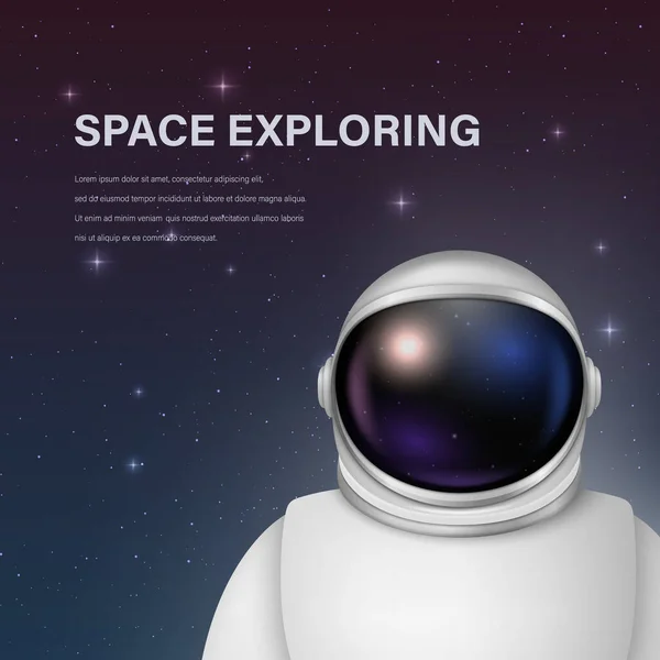 Vector Realistic Spaceman Astronaut Spacesuit Astronaut Helmet Space Background Cosmonaut — Stock vektor