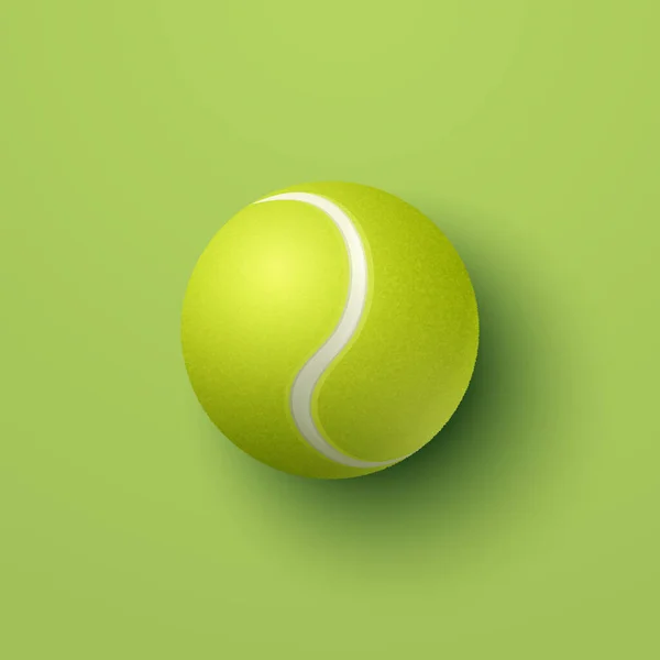 ベクトル3Dリアルなグリーンテクスチャのテニスボールアイコントップビューの緑の背景に隔離された閉鎖 スポーツコンセプト 広告のためのテニスボールデザインテンプレート ベクターイラスト — ストックベクタ