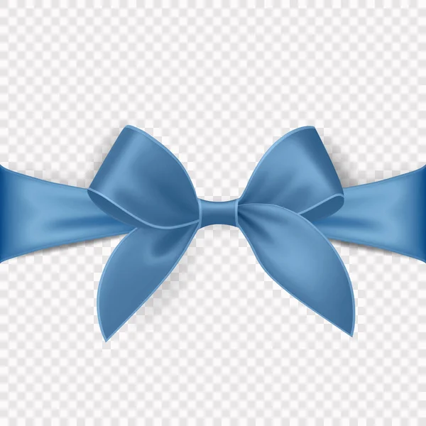 Vector Realistic Blue Gift Ribbon Bow Greeting Card Gift Isolated — Stock Vector