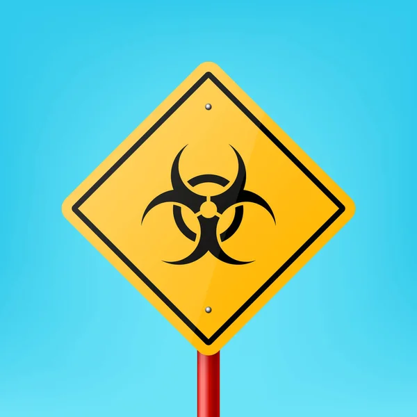 Vector Yellow Road Sign Frame Met Biohazard Radiation Sign Icon — Stockvector