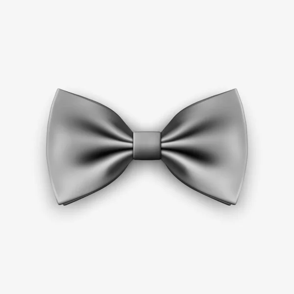 Vector Realistic Grey Bow Tie Icon Zbliżenie Izolowane Białym Tle — Wektor stockowy