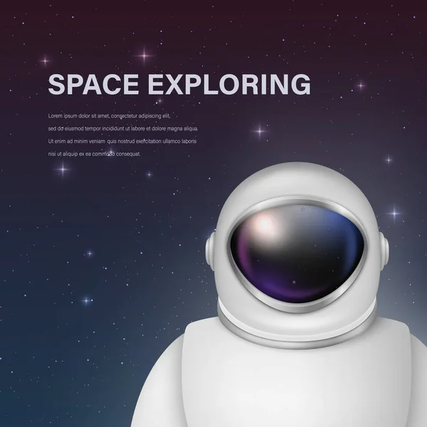 Vector Realistic Spaceman Astronaut Spacesuit Astronaut Helmet Space Background Cosmonaut — Διανυσματικό Αρχείο