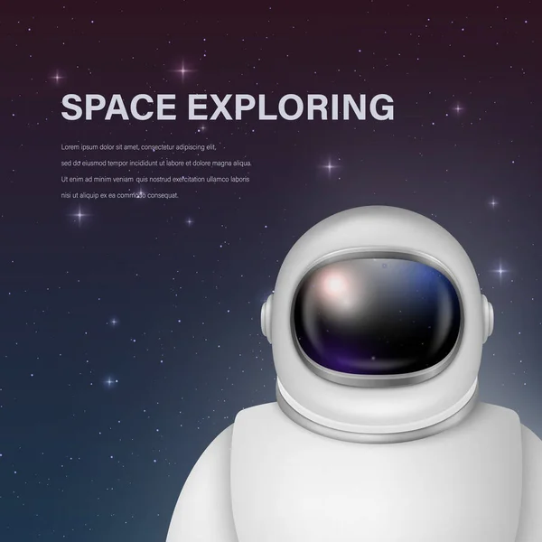 Vector Realistic Spaceman Astronaut Spacesuit Astronaut Helmet Space Background Cosmonaut — Διανυσματικό Αρχείο