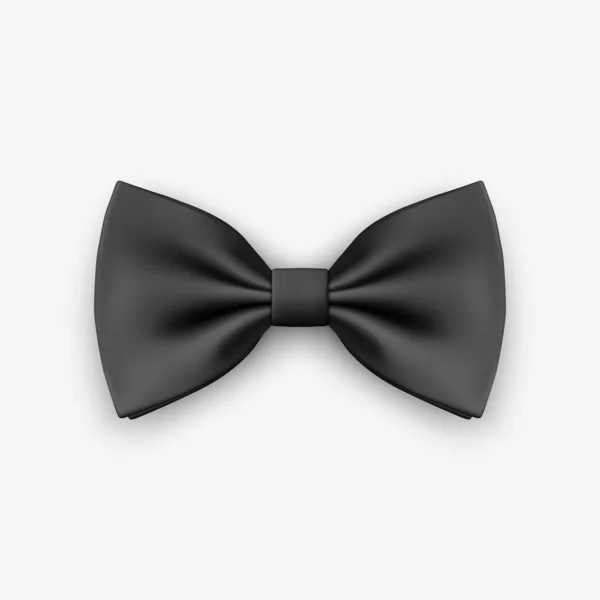 Vektor Realistické Black Bow Tie Icon Closeup Izolované Bílém Pozadí — Stockový vektor