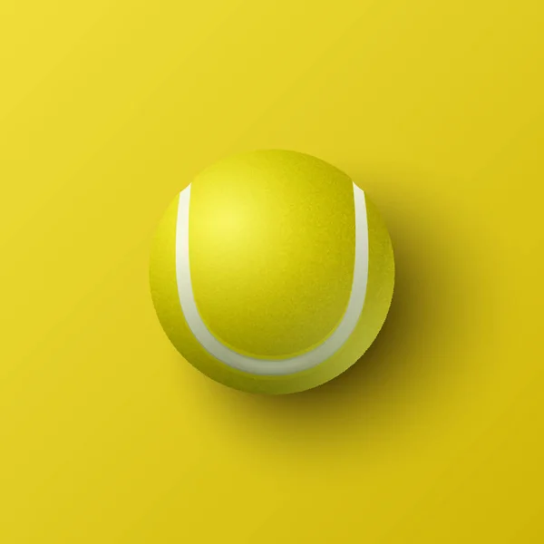 Vector Realistic Textured Tennis Ball Icon Closeup Isolated Yellow Background — 스톡 벡터