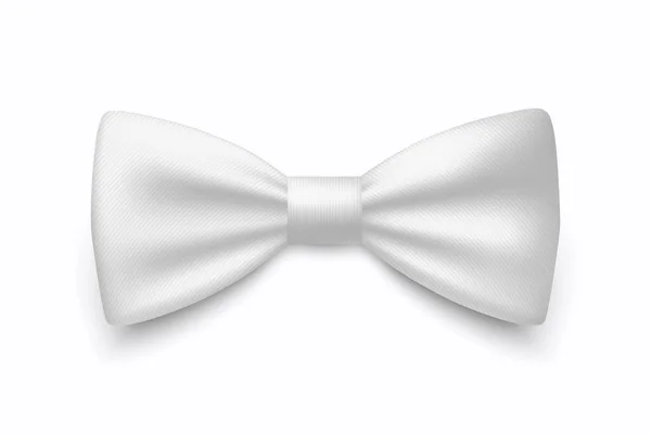 Vektor Realistické White Bow Tie Icon Closeup Izolované Bílém Pozadí — Stockový vektor