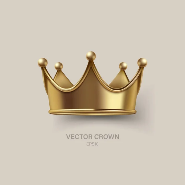 Vecteur Réaliste Golden Crown Icône Closeup Isolé Modèle Conception Couronne — Image vectorielle