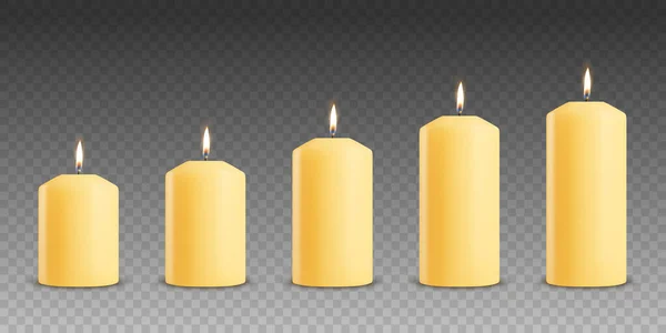 Vector Realistic Yellow Orange Paraffin Wax Burning Party Spa Candle — стоковий вектор