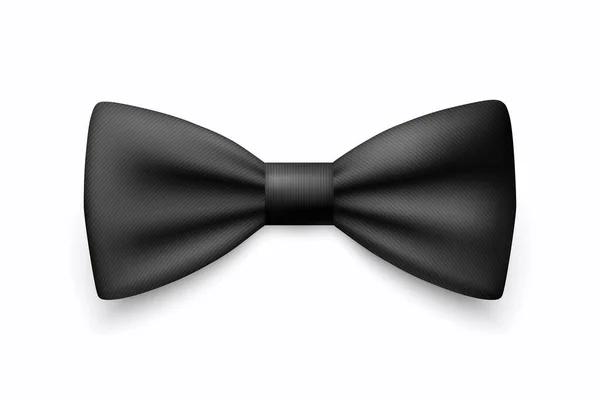 Vector Realistic Black Bow Tie Icon Zbliżenie Izolowane Białym Tle — Wektor stockowy
