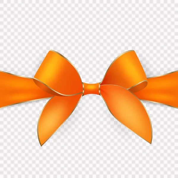 Ruban Cadeau Orange Réaliste Vectoriel Arc Pour Carte Vœux Cadeau — Image vectorielle