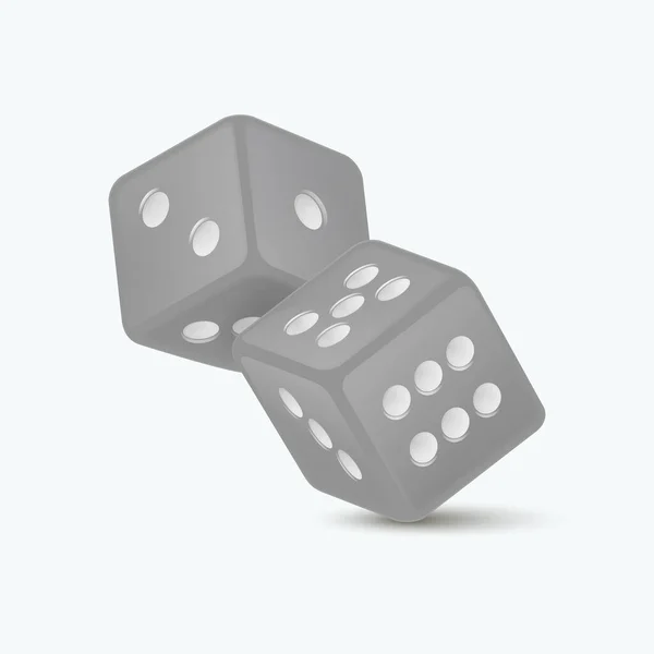 Vector Realistic Grey Game Dice White Dots Set Closeup Isolated — 스톡 벡터