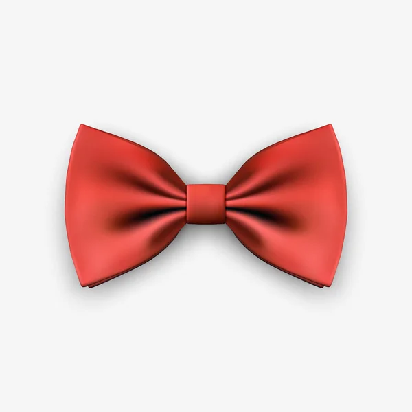 Vector Realistic Red Bow Tie Icon Closeup Isolated White Background — Stock Vector