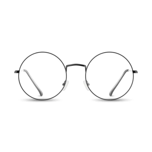 Vector Realistic Black Frame Glasses Colorless Transparent Sunglasses Women Men — Stock Vector