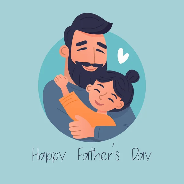 Cartoon Flache Charaktere Vater Und Seine Kleine Tochter Glücklich Lächelndes — Stockvektor
