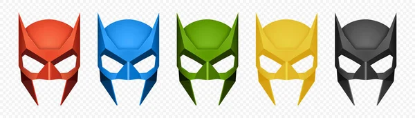 Vector Super Hero Masks Set Face Character Superhero Comic Book — Stock Vector