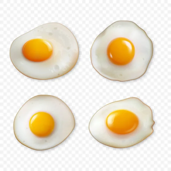 Vector Realistische Eier Fried Egg Kollektion Ikone Nahaufnahme Isoliert Front — Stockvektor