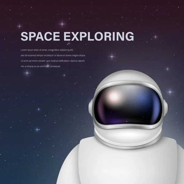 Vector Realistic Spaceman Astronaut Spacesuit Astronaut Helmet Space Background Cosmonaut — Vettoriale Stock