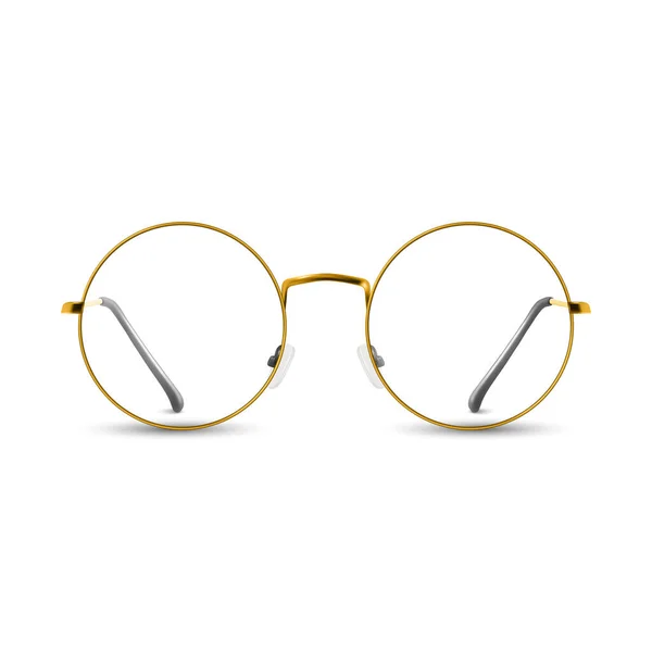 Vector Realistyczne Żółte Okulary Golden Frame Bezbarwne Przezroczyste Okulary Przeciwsłoneczne — Wektor stockowy