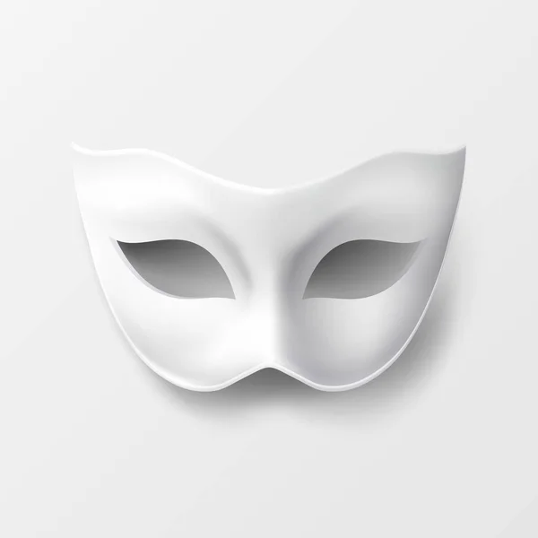 Διάνυσμα Ρεαλιστική Λευκά Καρναβάλι Vintage Μάσκα Closeup Απομονωμένο Μάσκα Για — Διανυσματικό Αρχείο