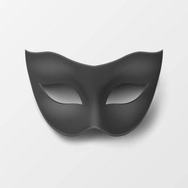 Vektör 3d Gerçekçi Boş Kara Karnaval Vintage Maske Kapanışı izole edildi. Karnaval maskesi, Parti, Maskeli Balo. Parti Balosu Konsepti Karnaval Şablonu. Ön Görünüm.