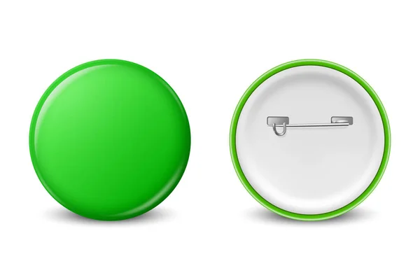 Векторная Переливающаяся Зеленая Круглая Пустая Кнопка Набор Кнопок Изолированный Белом — стоковый вектор