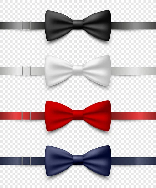 Vector Realistic Blue Black Red White Bow Tie Icon Set — стоковий вектор