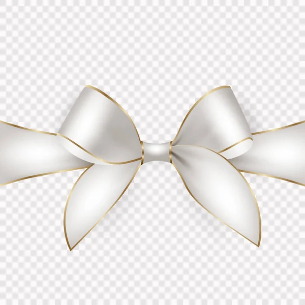 ベクトル3Dリアルなホワイトギフトリボン グリーティングカード用の弓 透明背景に隔離されたギフト 弓デザインテンプレート 誕生日のための概念 クリスマスプレゼント ギフト 招待状 ボックス — ストックベクタ