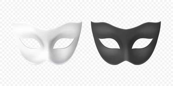 Vector Realistic Blank White Black Carnival Vintage Mask Icon Set — 스톡 벡터