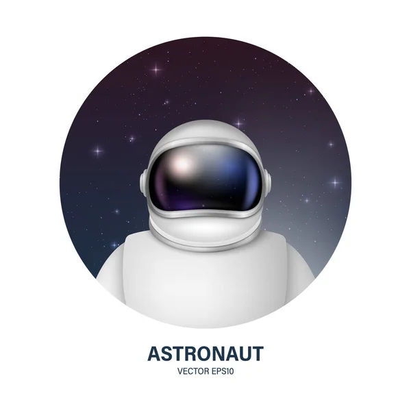 Vector Realistic Spaceman Astronaut Spacesuit Astronaut Helmet Space Background Cosmonaut — Stock vektor