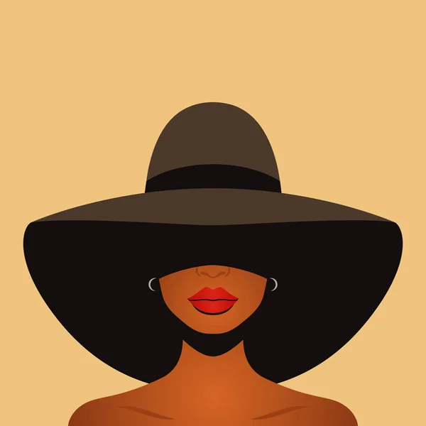 Векторный Фон Молодая Афроамериканская Чернокожая Женщина Черным Хайром Кокетливая Фаса — стоковый вектор